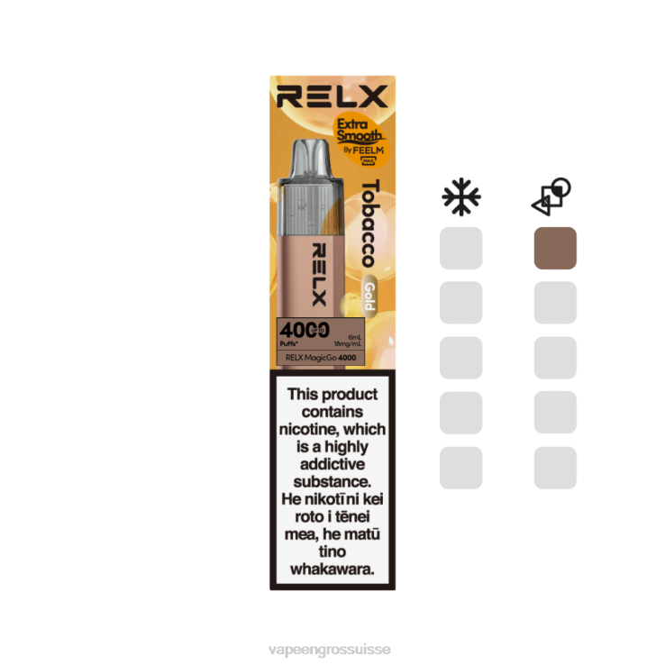 Vape Genève - tabac (or) RELX MagicGo 4000 vapes jetables 2206P2