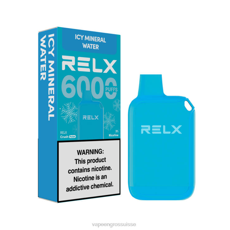 Magasin Vape Genève - eau minérale glacée RELX Crush Pocket 6000 glacé 2206P23