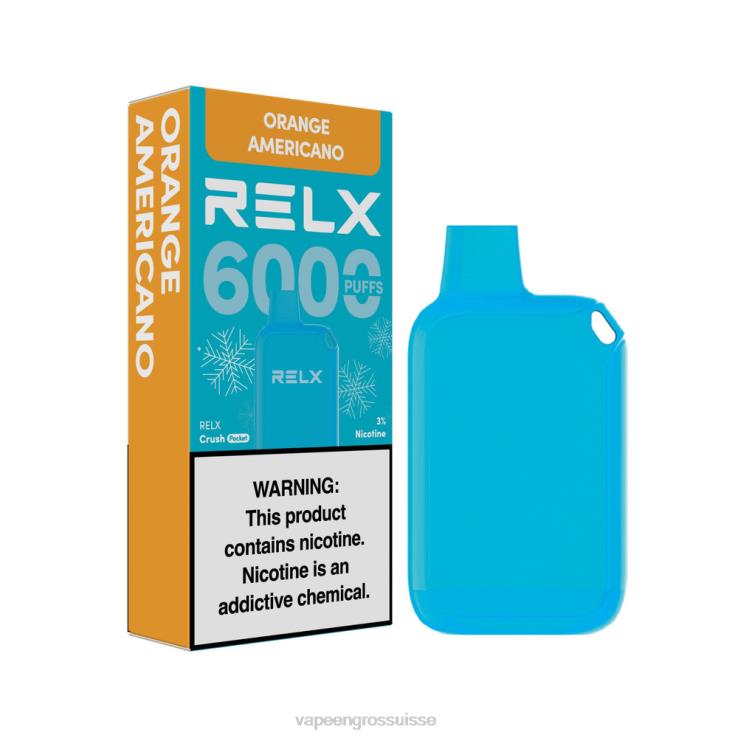 Vape En Gros Suisse - orange américaine RELX Crush Pocket 6000 glacé 2206P15
