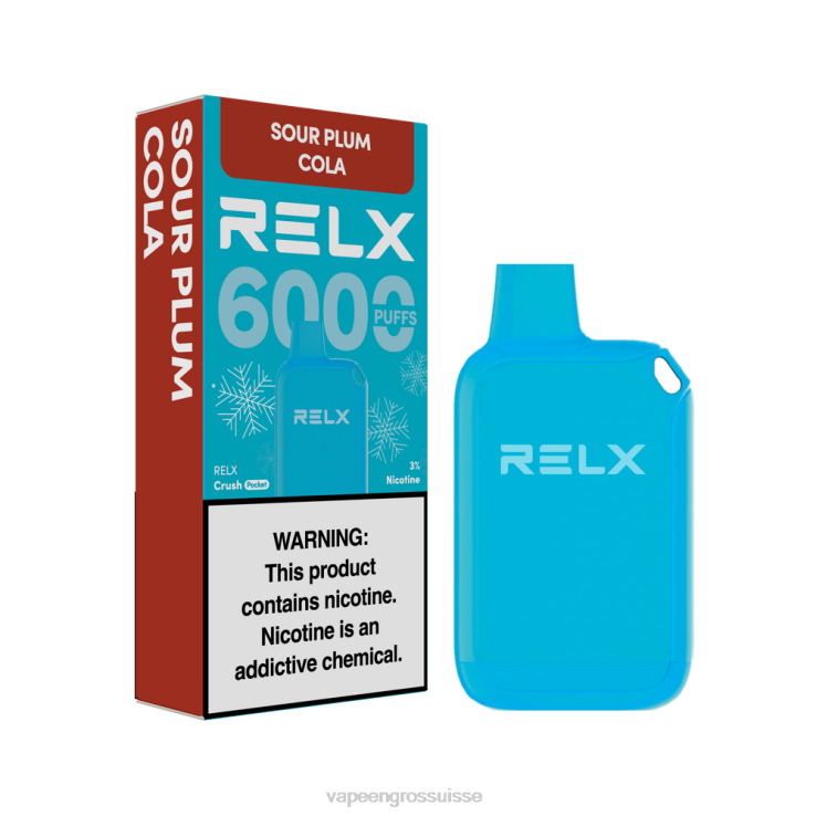 Vape En Gros - cola aux prunes aigre-douces RELX Crush Pocket 6000 glacé 2206P19