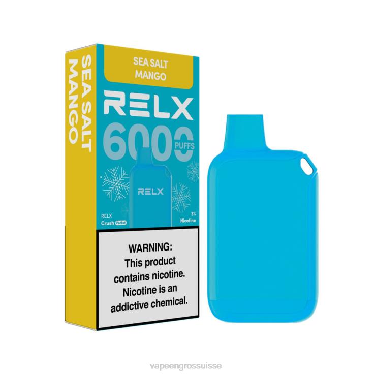 Vape Jetable Suisse - mangue au sel de mer RELX Crush Pocket 6000 glacé 2206P13