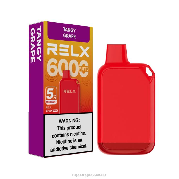 Vape Jetable Suisse - raisin acidulé RELX Crush Pocket 6000 5 % de nic élevé 2206P27