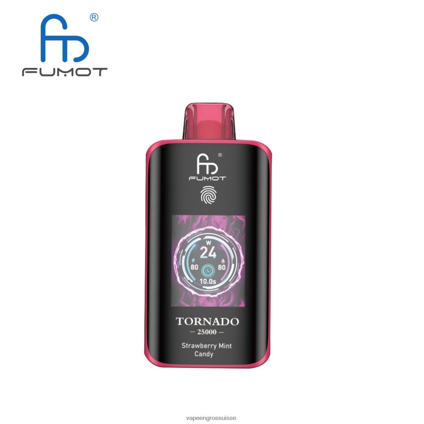 Cigarette Électronique Genève - bonbons à la menthe et aux fraises Fumot Tornado 25000 vapes jetables T28X8V15