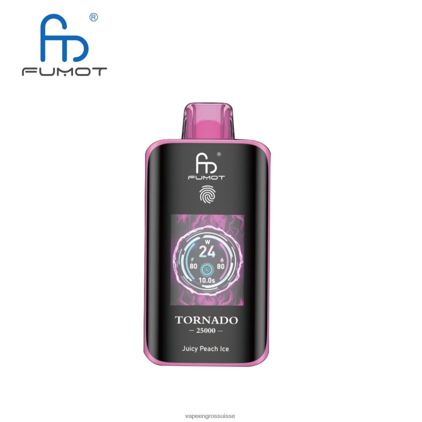 Eliquide En Gros - glace à la pêche juteuse Fumot Tornado 25000 vapes jetables T28X8V7