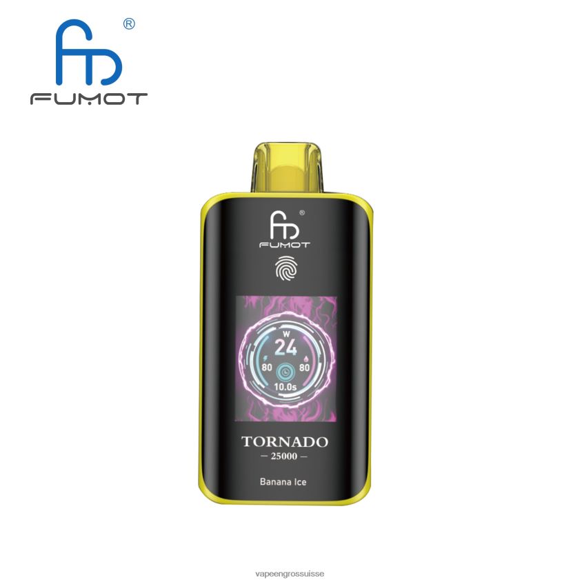 Vape En Gros Suisse - glace à la banane Fumot Tornado 25000 vapes jetables T28X8V1