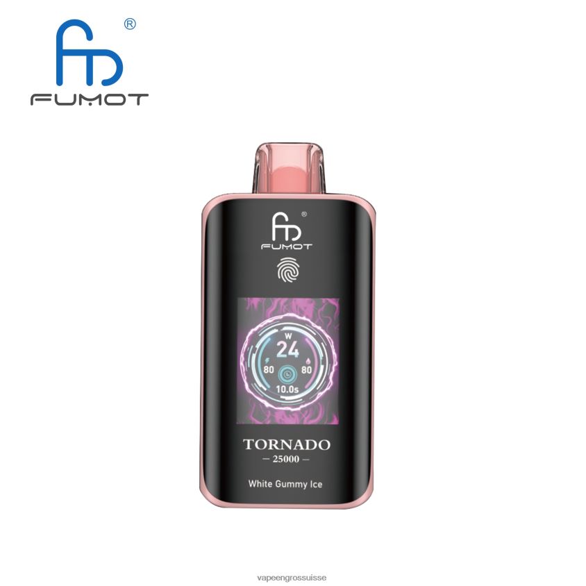Vape Genève - glace gommeuse blanche Fumot Tornado 25000 vapes jetables T28X8V14