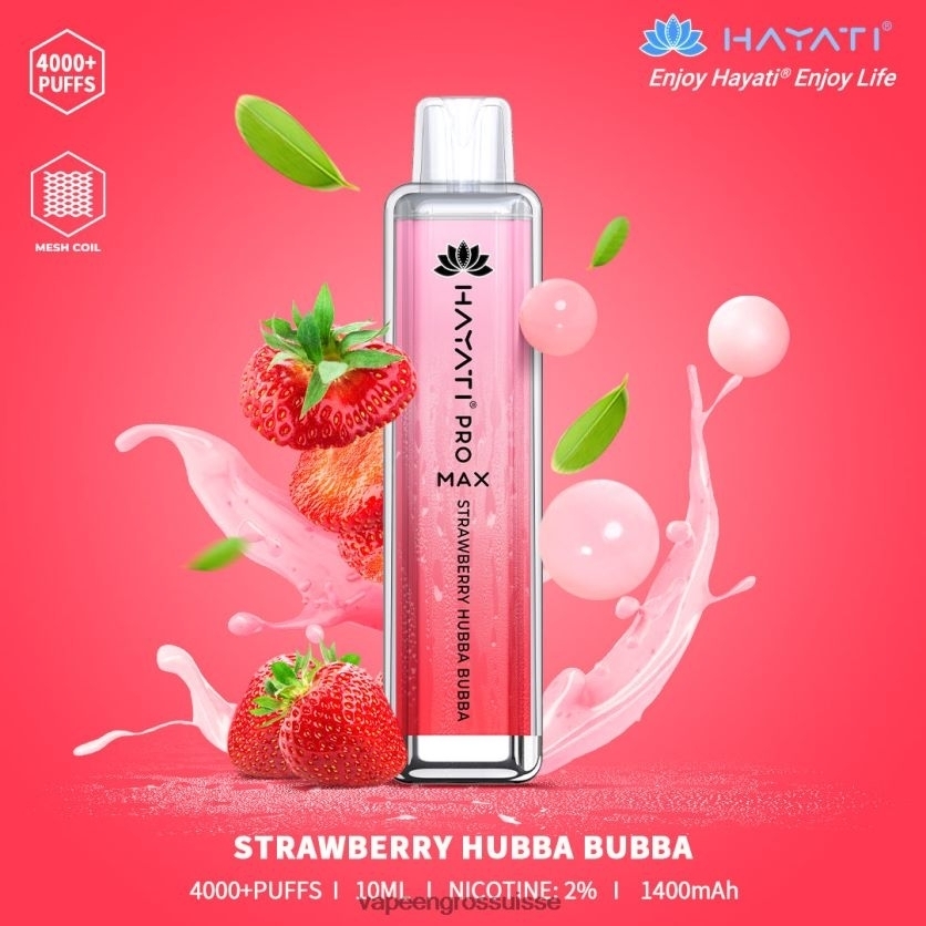 Eliquide En Gros - Hubba Bubba aux fraises 82F242194 Hayati Pro Max 4000