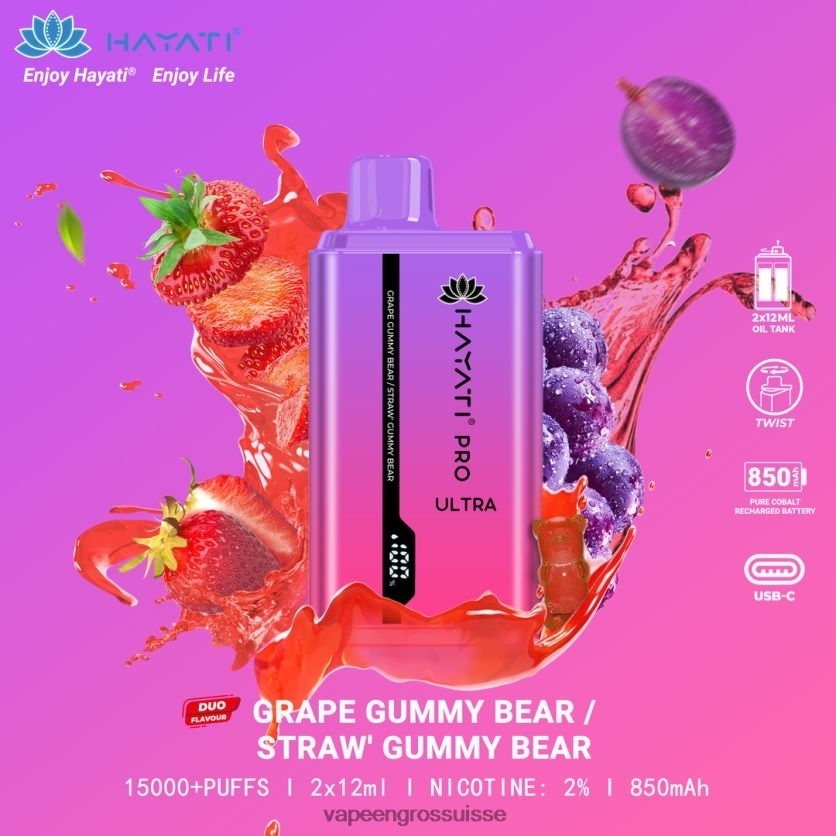 E Liquide Suisse - ours gommeux aux raisins/ours gommeux aux fraises 82F242226 Hayati Pro Ultra