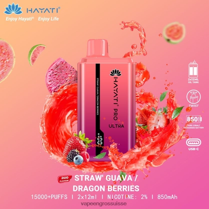 Magasin Vape Genève - fraise goyave/baies du dragon 82F242229 Hayati Pro Ultra