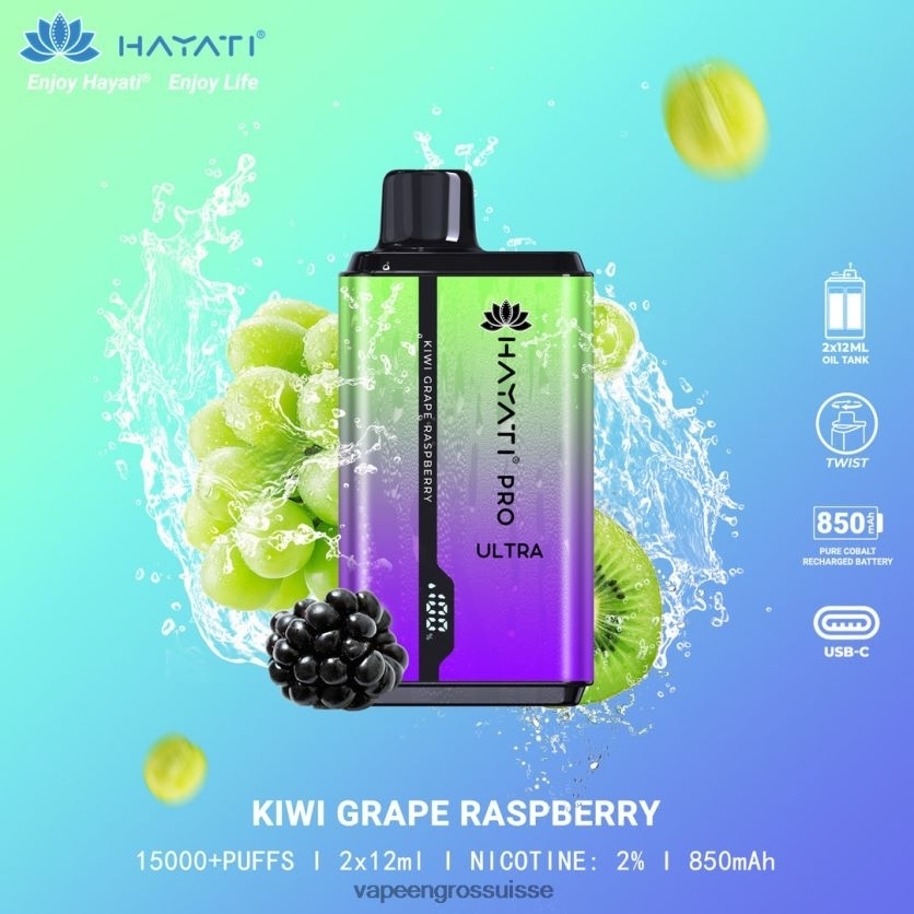 Magasin Vape Genève - kiwi raisin framboise 82F242207 Hayati Pro Ultra
