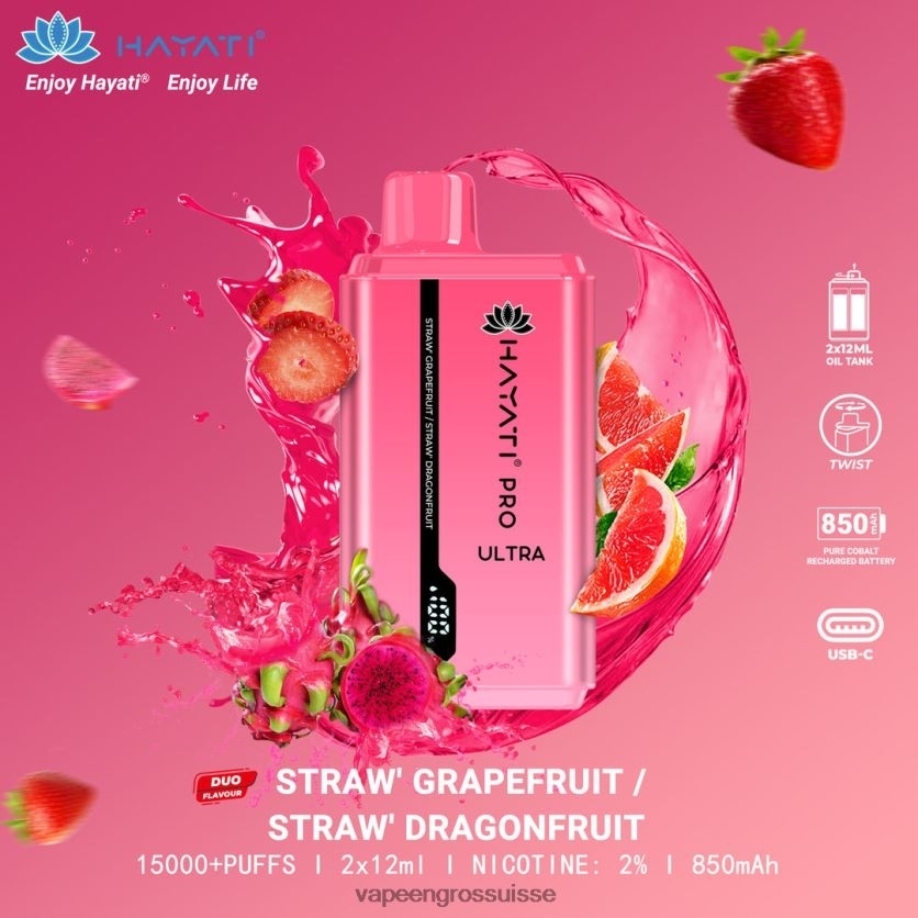 Vapotage Suisse - pamplemousse fraise/fruit du dragon fraise 82F242231 Hayati Pro Ultra