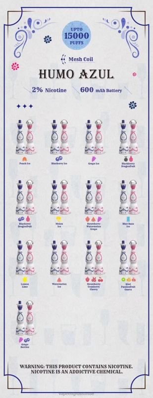 Vape Jetable Suisse - Humo Azul 15000 bouffées 2% jetable V084P94