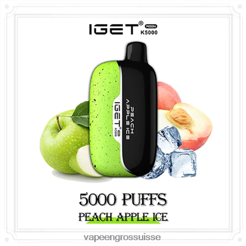 Eliquide En Gros - IGET Moon k5000 glace aux pommes et aux pêches 6J08487