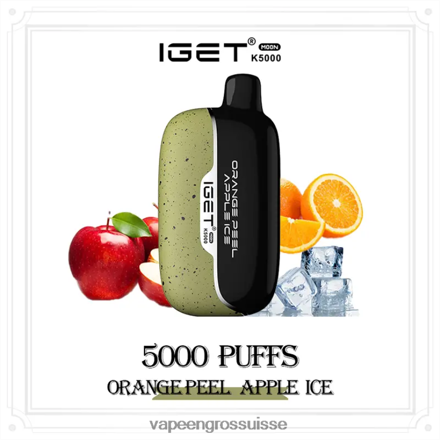 Stylo Vape Jetable - IGET Moon k5000 glace aux pommes et aux zestes d'orange 6J084815
