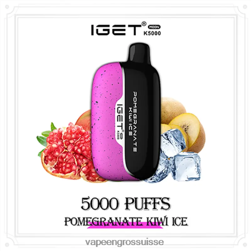 Vape Jetable Suisse - IGET Moon k5000 glace à la grenade et au kiwi 6J084817