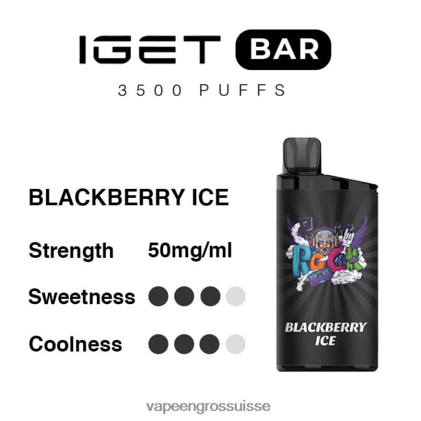 Cigarette Électronique Genève - glace aux mûres 82F24291 IGET BAR 3500 5% de nicotine