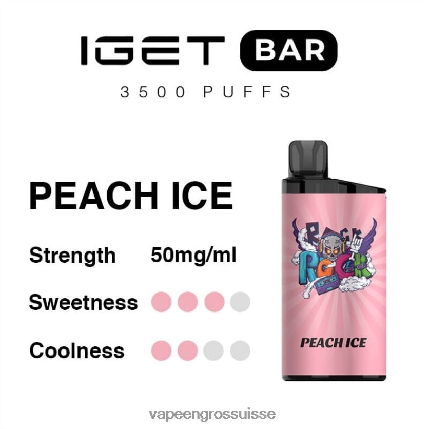 Eliquide En Gros - glace à la pêche 82F24295 IGET BAR 3500 5% de nicotine
