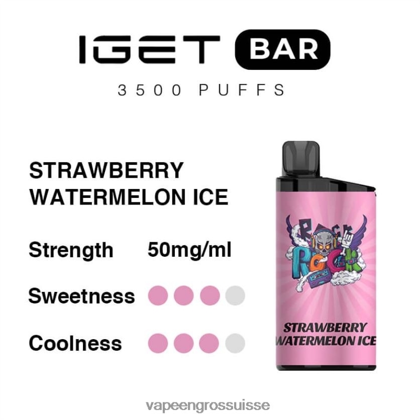 Vape En Gros Suisse - glace à la fraise et à la pastèque 82F24289 IGET BAR 3500 5% de nicotine