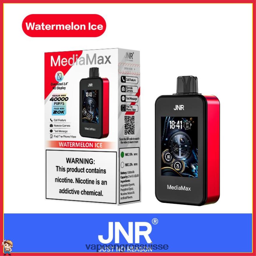 Vape En Gros - JNR MediaMax 40 000 bouffées 2X4J6D18 glace à la pastèque