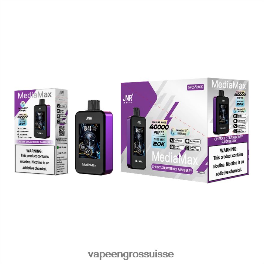 Vape En Gros Suisse - JNR MediaMax 40 000 bouffées 2X4J6D14 cerise fraise framboise