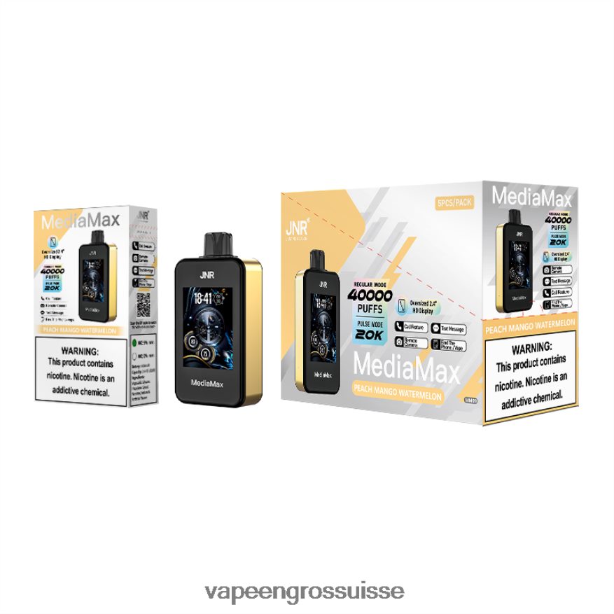 Vape Genève - JNR MediaMax 40 000 bouffées 2X4J6D15 pêche, mangue, pastèque