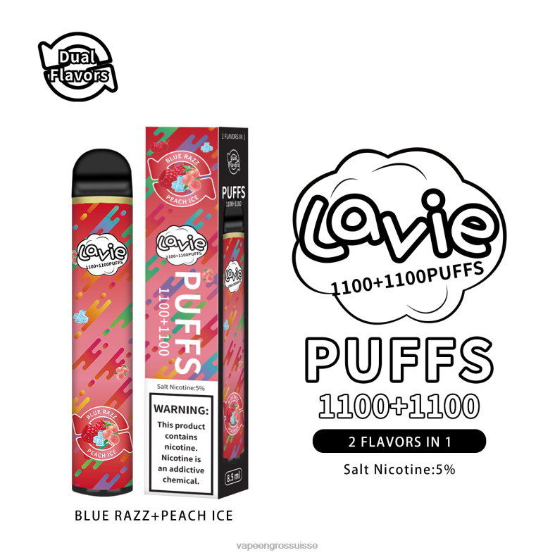 Cigarette Electronique En Gros - glace bleue/pêche LAVIE BAR Switch 2200 bouffées 0TDZX298
