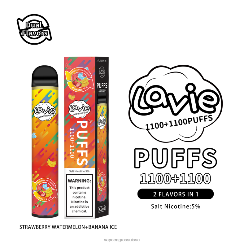 Vape En Gros Suisse - glace fraise pastèque/banane LAVIE BAR Switch 2200 bouffées 0TDZX295