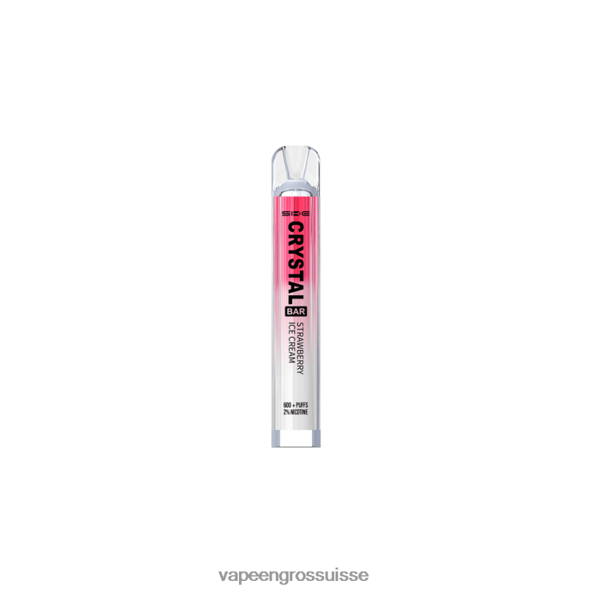 Vape En Gros Suisse - glace à la fraise 82F242265 SKE Crystal Bar vape jetable 600 bouffées