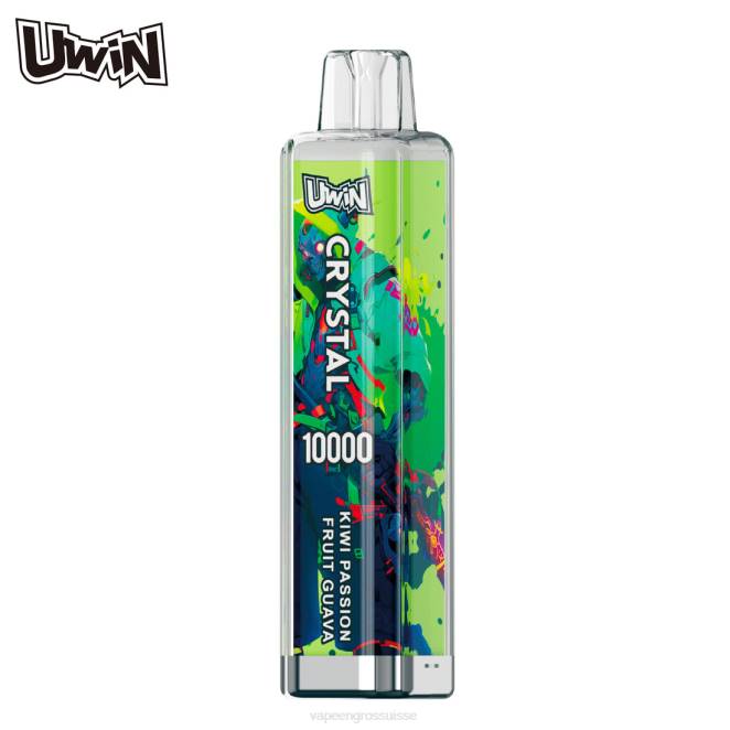 Magasin Vape Genève - UWIN CRYSTAL 10000 vapes jetables kiwi fruit de la passion goyave 446J373