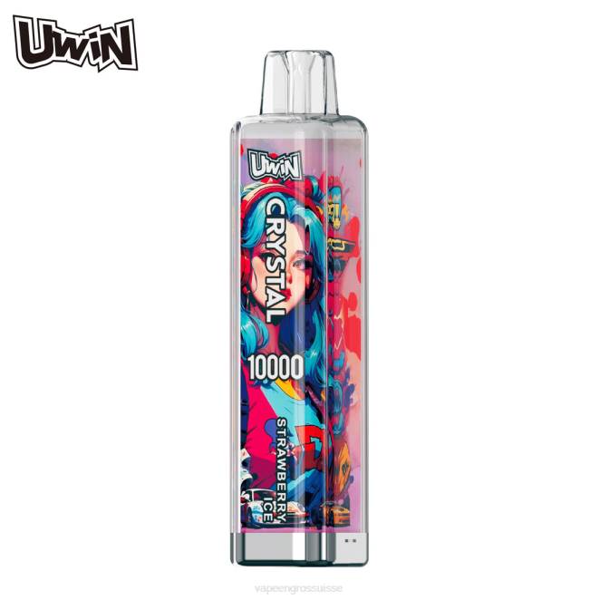 Vape Suisse Pas Cher - UWIN CRYSTAL 10000 vapes jetables glace à la fraise 446J374