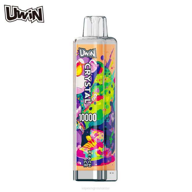 Vapotage Suisse - UWIN CRYSTAL 10000 vapes jetables glace à la pêche 446J375