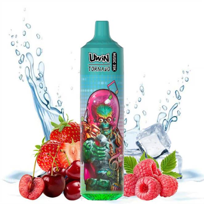 Magasin Vape Genève - UWIN CRYSTAL vape jetable 35k glace à la fraise, à la framboise et à la cerise 446J387