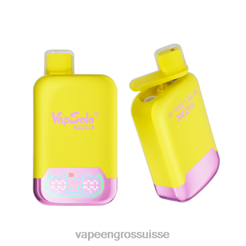 Vape Jetable Suisse - Vapsolo TWINS vape jetable fraise, banane et cerise pétillante V084P126