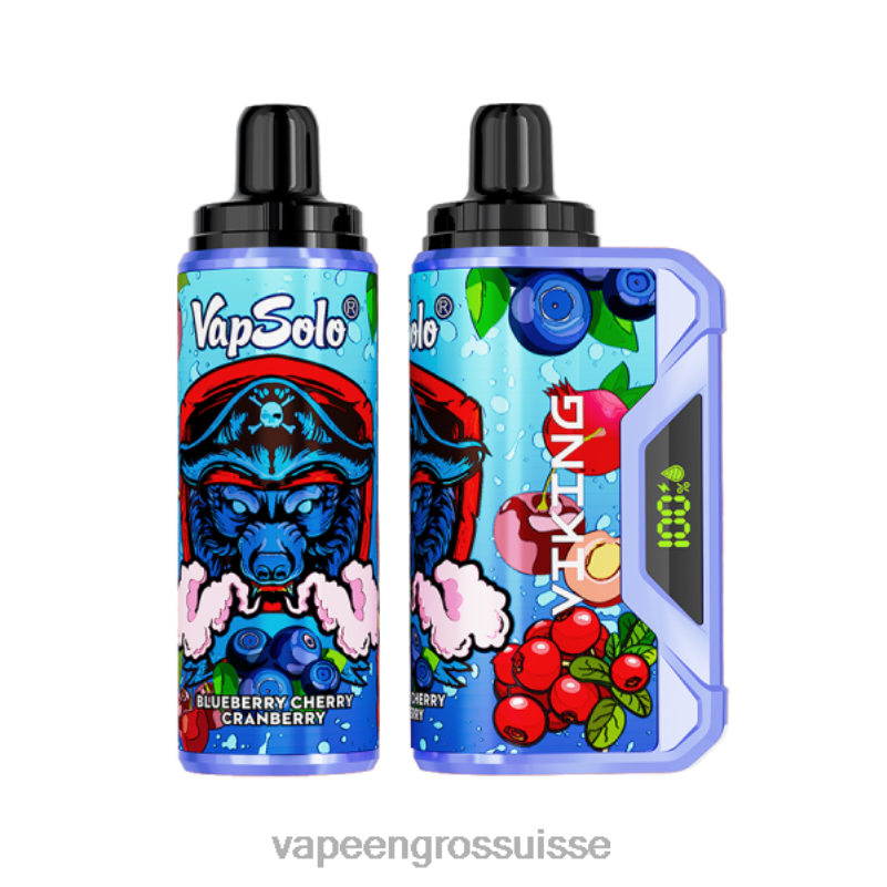 Cigarette Électronique Genève - Vapsolo VIKING vape jetable myrtille cerise canneberge V084P131