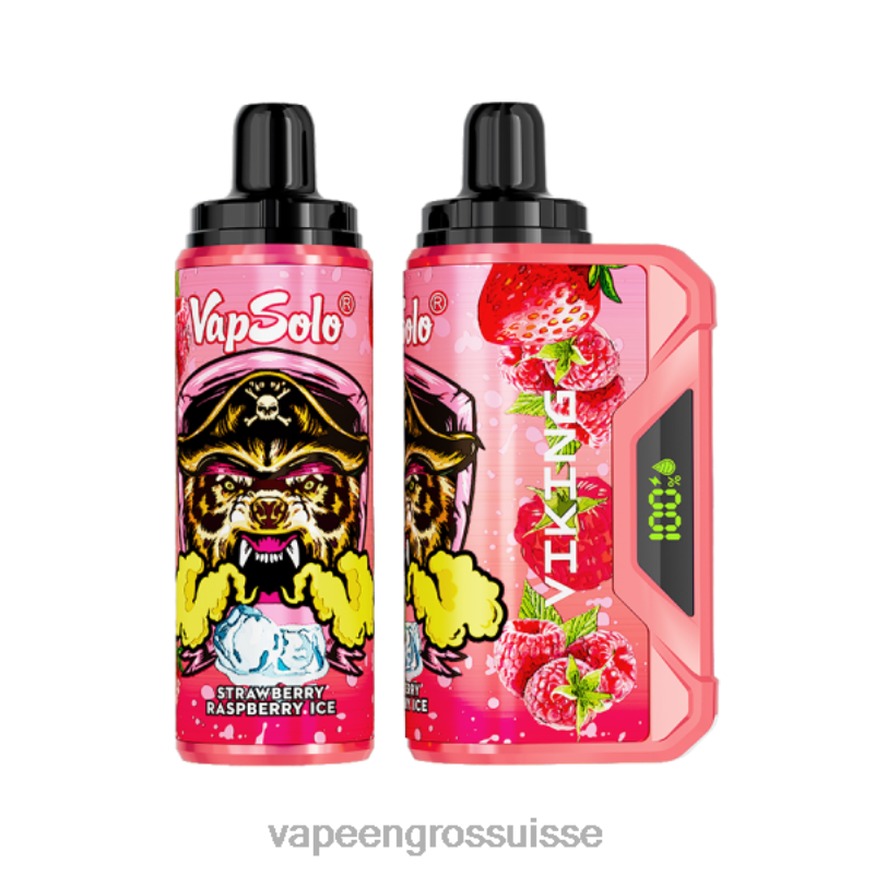 Vapotage Suisse - Vapsolo VIKING vape jetable glace fraise framboise V084P139