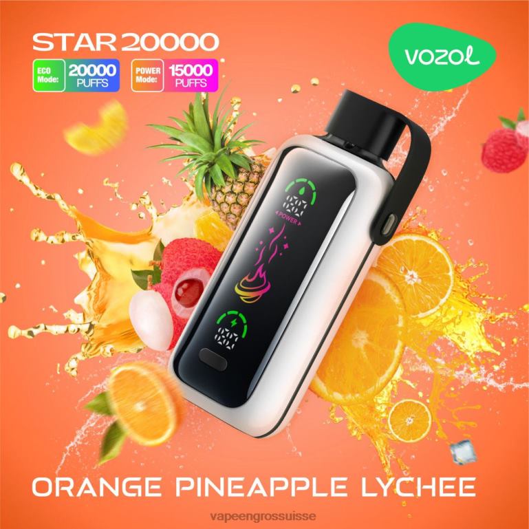 Stylo Vape Jetable - litchi orange ananas VOZOL STAR 20000 6LX6N15