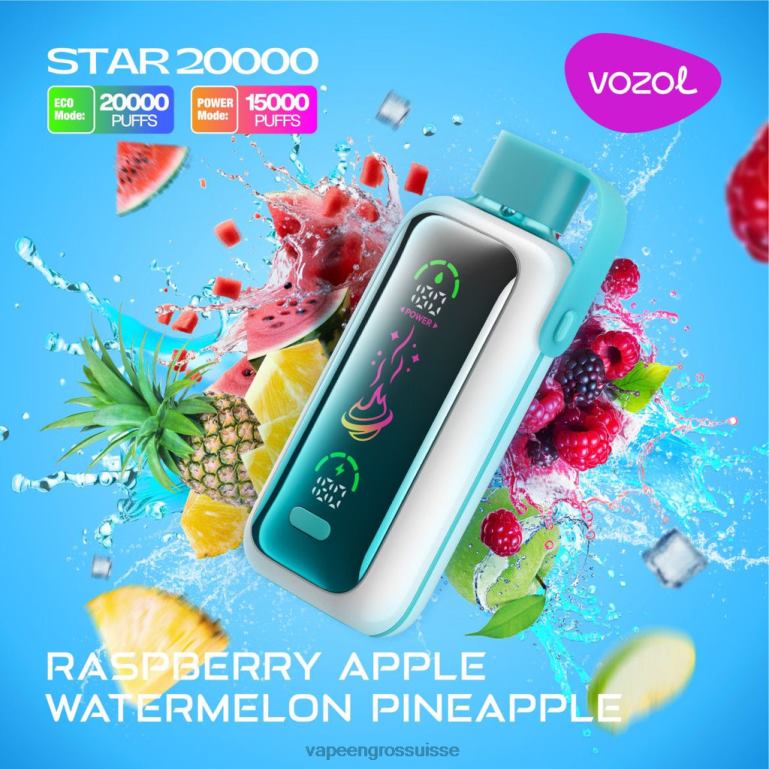 Vape Jetable Prix - framboise pomme pastèque ananas VOZOL STAR 20000 6LX6N18